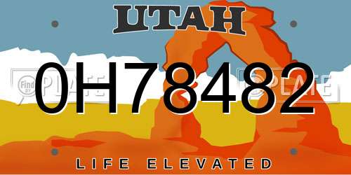 0H78482 Utah License Plate