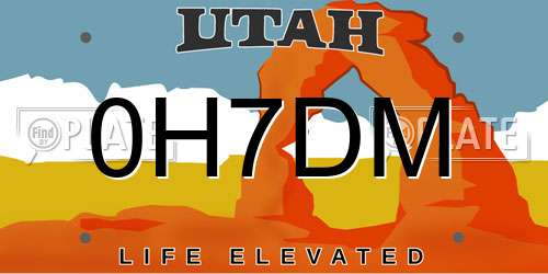 0H7DM Utah License Plate