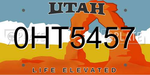 0HT5457 Utah License Plate
