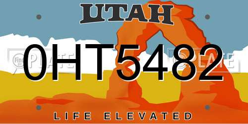 0HT5482 Utah License Plate