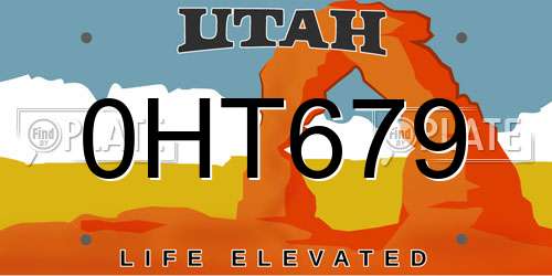 0HT679 Utah License Plate