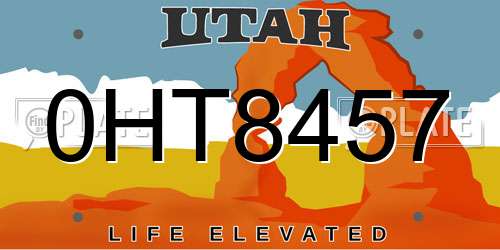 0HT8457 Utah License Plate