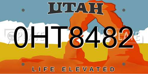 0HT8482 Utah License Plate