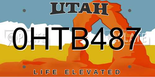 0HTB487 Utah License Plate
