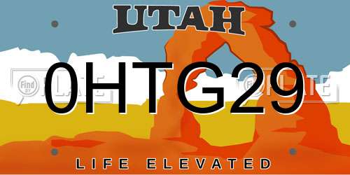 0HTG29 Utah License Plate