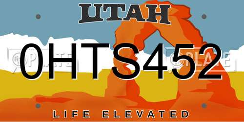 0HTS452 Utah License Plate