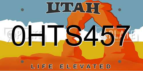 0HTS457 Utah License Plate