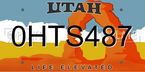 0HTS487 Utah License Plate
