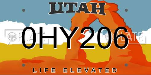 0HY206 Utah License Plate