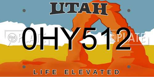 0HY512 Utah License Plate