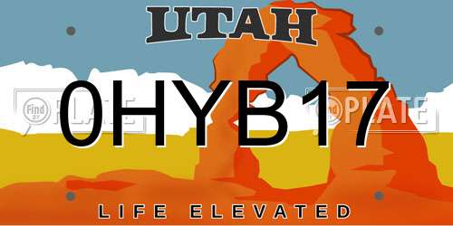 0HYB17 Utah License Plate