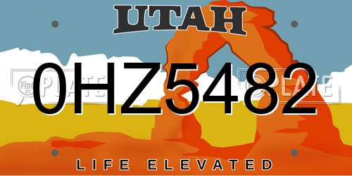 0HZ5482 Utah License Plate