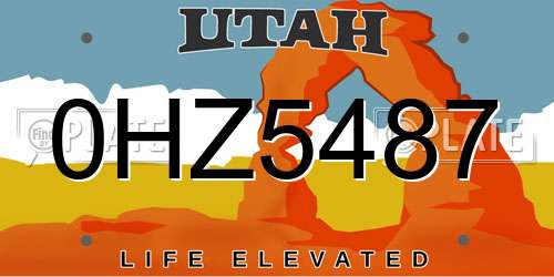 0HZ5487 Utah License Plate