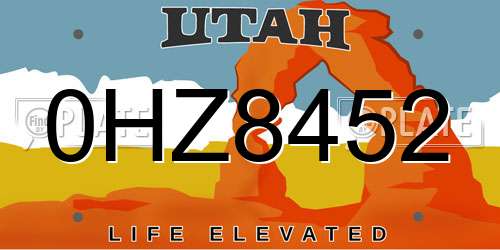 0HZ8452 Utah License Plate