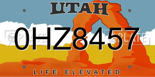 0HZ8457 Utah License Plate
