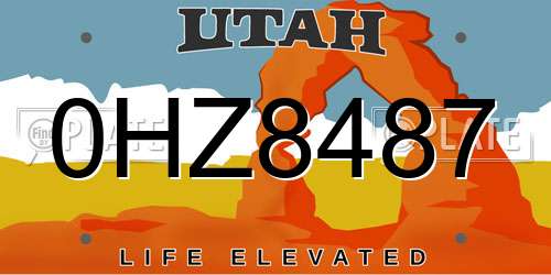 0HZ8487 Utah License Plate