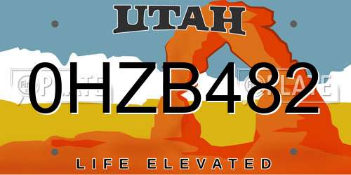 0HZB482 Utah License Plate