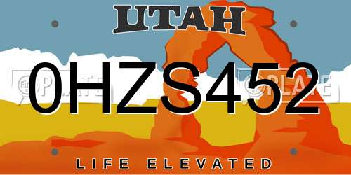 0HZS452 Utah License Plate
