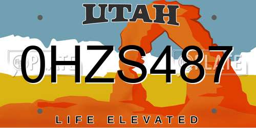 0HZS487 Utah License Plate