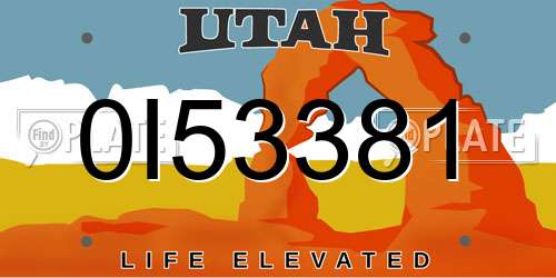 0I53381 Utah License Plate