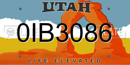 0IB3086 Utah License Plate