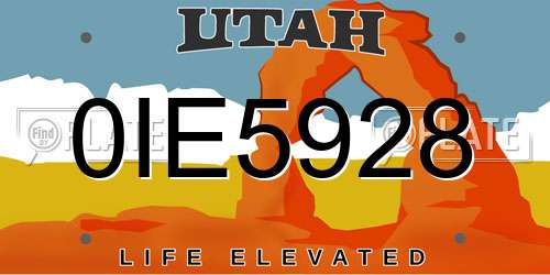 0IE5928 Utah License Plate