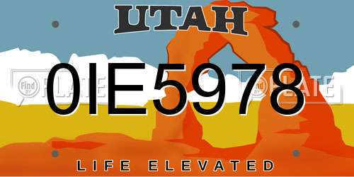 0IE5978 Utah License Plate