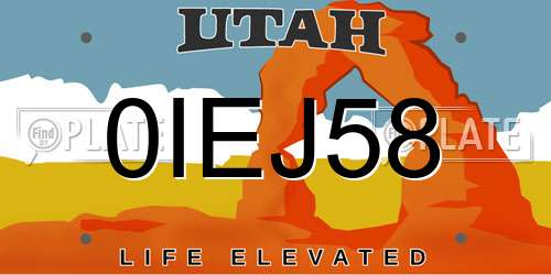 0IEJ58 Utah License Plate