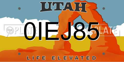 0IEJ85 Utah License Plate
