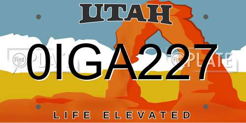 0IGA227 Utah License Plate