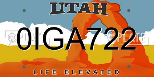 0IGA722 Utah License Plate