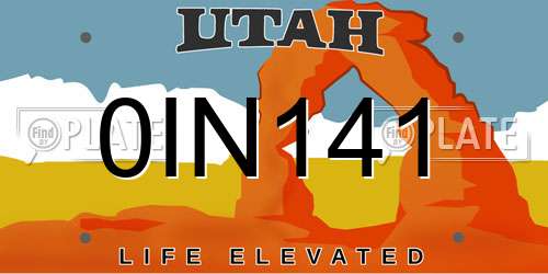 0IN141 Utah License Plate