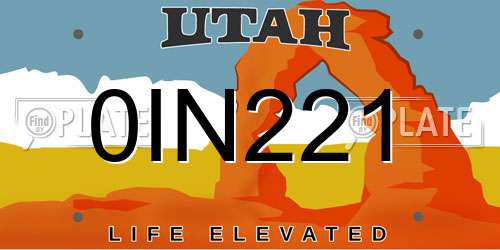 0IN221 Utah License Plate