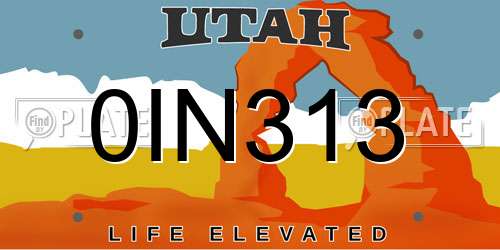 0IN313 Utah License Plate