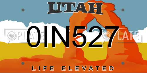 0IN527 Utah License Plate