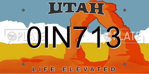 0IN713 Utah License Plate