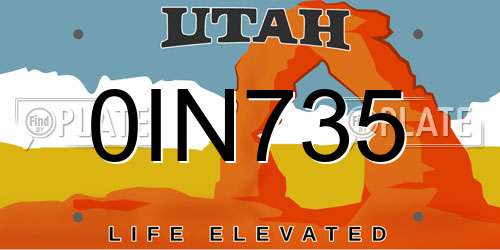 0IN735 Utah License Plate