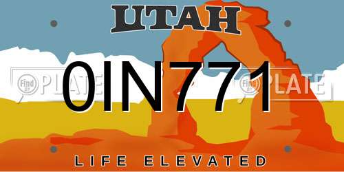 0IN771 Utah License Plate