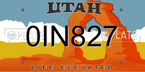 0IN827 Utah License Plate