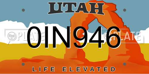 0IN946 Utah License Plate