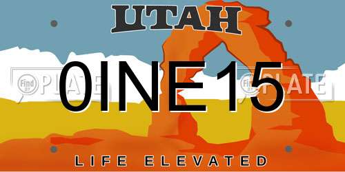 0INE15 Utah License Plate