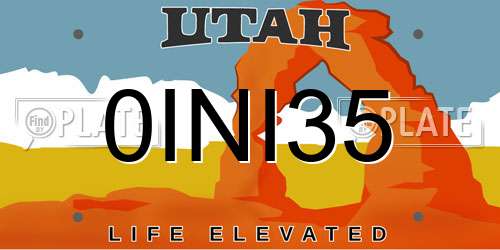 0INI35 Utah License Plate