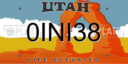 0INI38 Utah License Plate