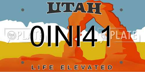 0INI41 Utah License Plate