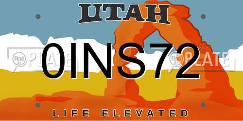0INS72 Utah License Plate