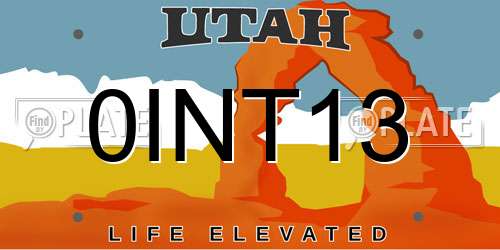 0INT13 Utah License Plate