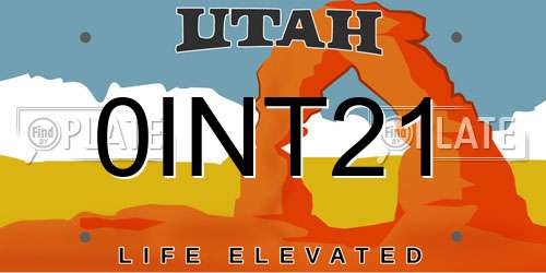 0INT21 Utah License Plate