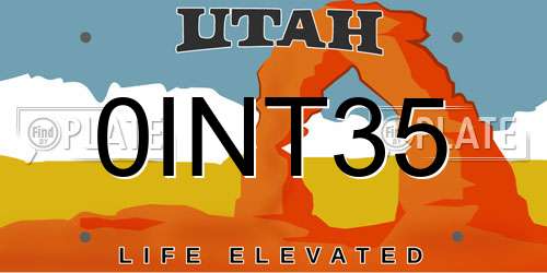 0INT35 Utah License Plate