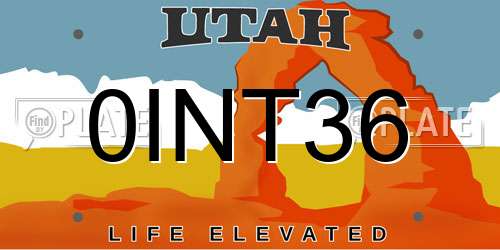 0INT36 Utah License Plate