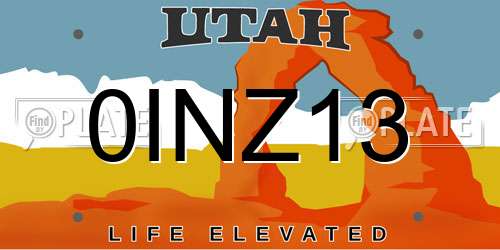 0INZ13 Utah License Plate
